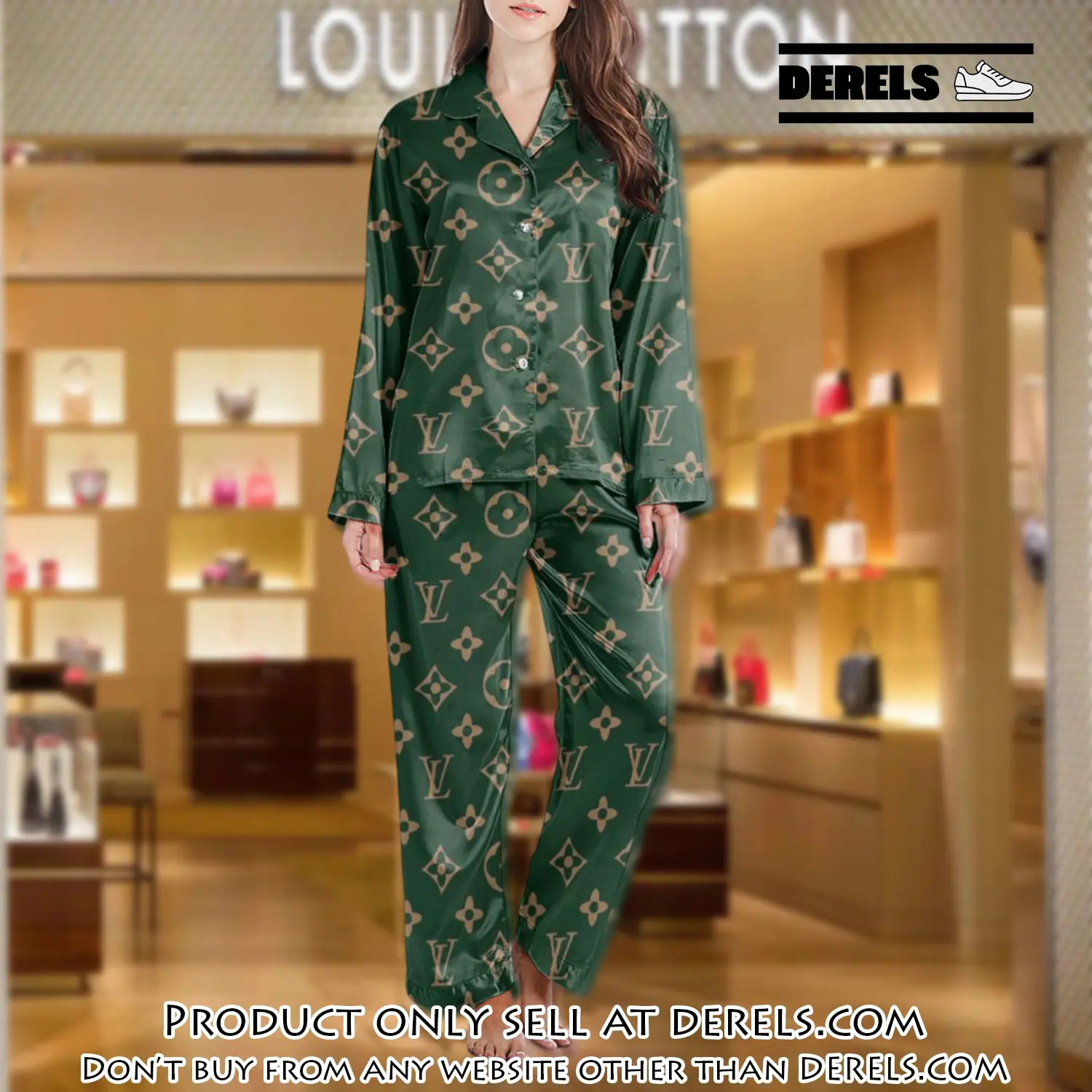 Lv monogram long satin pajama set pjs1028 dr3438641